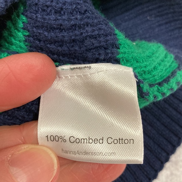 Hanna Andersson navy green button shoulder combed cotton sweater size 4 - Picture 7 of 7
